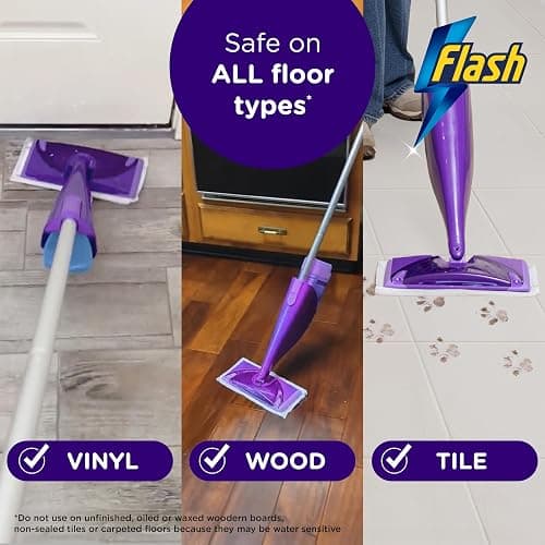 Flash Power Spray Mop Floor Cleaner Starter Kit (1 Washable + 2 Disposable Pads), All-In-One System For Your Floors thumbnail 5