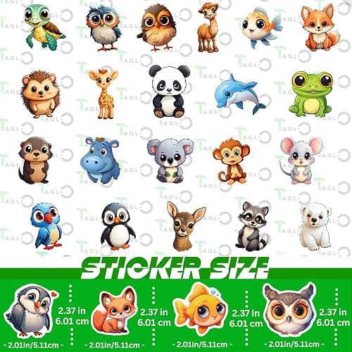 100 PCS Cute Animal Stickers for Kids Classroom, Durable Waterproof PVC/Vinyl Water Bottles Stickers, Laptop, Guitar, Phone Case, Skateboard, Unique Gift for Kids, Teens, Boys, Girls, Party Favors thumbnail 4