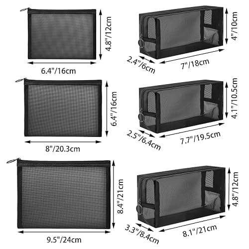 Unoutur pouch,Mesh Cosmetic Bag Portable Makeup Pouch Travel Toiletry Bag for Makeup Organizer Home Office Travel Accessories,6 Pieces Mesh Makeu thumbnail 3