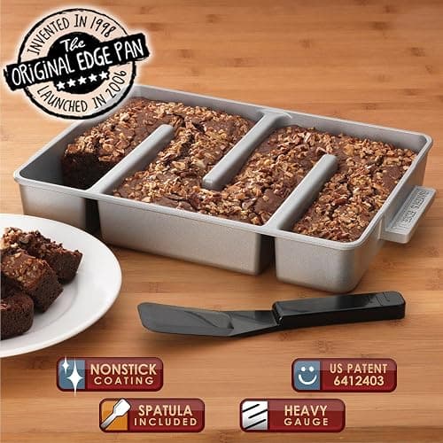 Baker's Edge Brownie Pan, The Original All Edges Brownie Pan for Baking | Premium Double Nonstick Coating, Heavy Gauge Cast Aluminum, Rectangular 9x12” Size Baking Pan - US Patented Design thumbnail 2