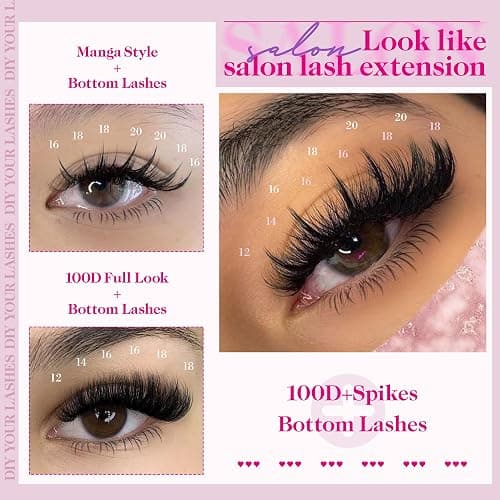 CORUSCATE 100D Lash Clusters with Bottom Lashes Spikes Eyelash Clusters Multi-type Individual Lashes Thick DIY Lash Extension Kit Fairy Cluster Eyelash Extensions 5-20mm Wispy Cluster Lashes Spike thumbnail 4