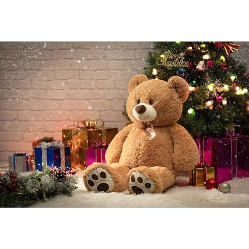 HollyHOME Big Teddy Bear, Large Bear Stuffed Animal with Footprints,36”,Tan | Cute Soft Cuddly Plush, Birthday & Holiday Gifts for Kids,Girlfriend,Wife, Baby Shower Decor, Perfect Bedtime Companion thumbnail 6