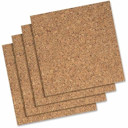 Quartet Cork Tiles, Bulletin Board Cork Panels 12" x 12" x 3/16", Natural, 4 Pack (102) - Image 1