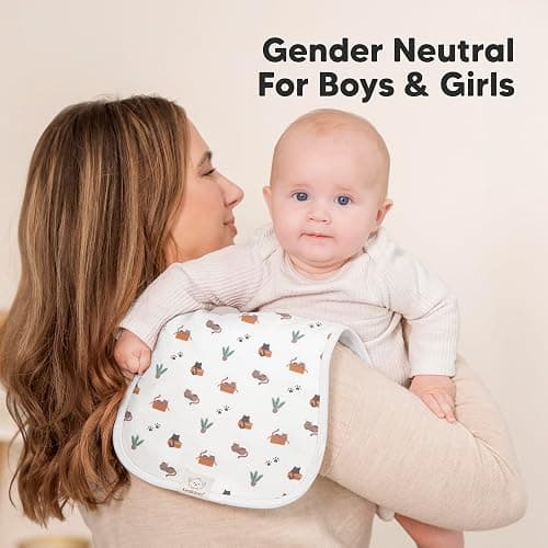 Organic Burp Cloths Baby Boy & Girl - 5-Pack Super Absorbent Cotton Burping Cloths for Babies, Soft & Plush Newborn Spit Up Rags, Infant Towels for Milk Spit Up, Unisex, Large 21" x 10" (Mesozoic) thumbnail 8