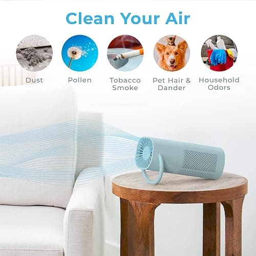 Pure Enrichment® PureZone™ Mini Portable Air Purifier - Cordless True HEPA Filter Cleans Air & Eliminates 99.97% of Dust, Odors, & Allergens Close to You - Cars, School, & Office (Starlight Blue) thumbnail 5