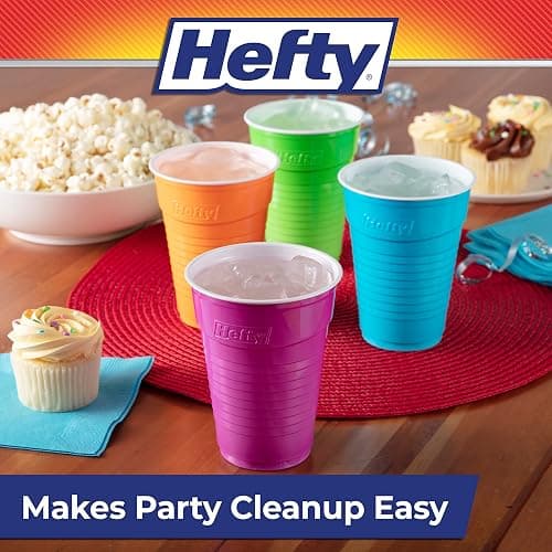 Hefty Party On Disposable Plastic Cups, Assorted, 16 Ounce, 100 Count thumbnail 7