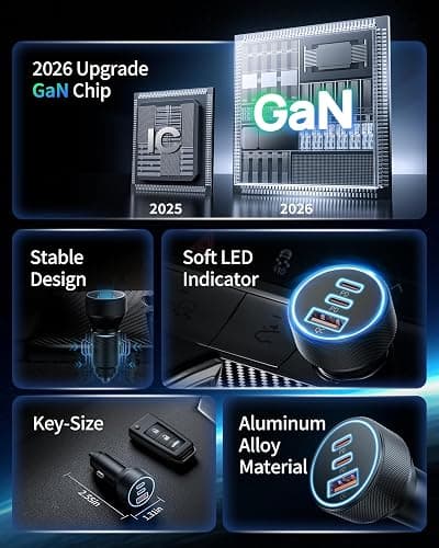 Car Charger USB C, 3 Port 67W Dual USB-C & USB-A Car Phone Charger Adapter | Fast Charging Cigarette Lighter Accessories, for iPhone 17/16/15/14/13/12/11 Pro Max,iPad, Galaxy S26/S25/S24,Pixel, Android thumbnail 8