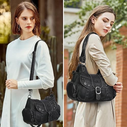 Angel Kiss Hobo Bags for Women Vegan Leather Shoulder Purses and Handbags Ladies Roomy Tote Bags Purse with Crossbody Strap thumbnail 9