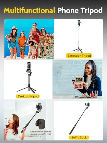 AOCHUAN Auto Face Tracking Tripod 360 Rotation w/RGB Light,Single-axis Phone Gimbal for iPhone Android w/Remote Control,Phone Stand Follow You for Video Recording,TikTok Vlogging(M2Pro Black) thumbnail 7