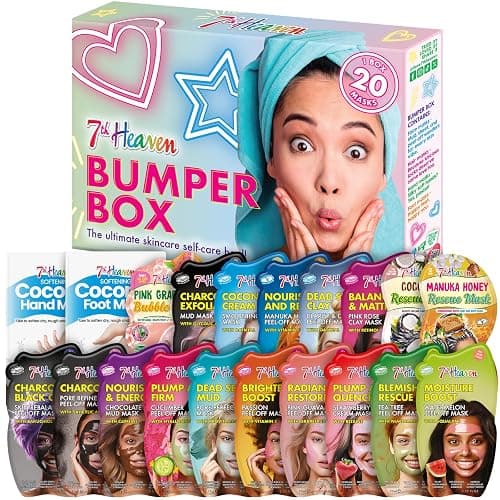 7th Heaven Bumper Box Skin Care Gift Set - Pack of 20 Face, Hair and Body Masks - Variety of Mud, Cream and Peel-Off Masks - Deeply Moisturising, Fruity, Hydrating and Skin Rejuvenating - Image 1