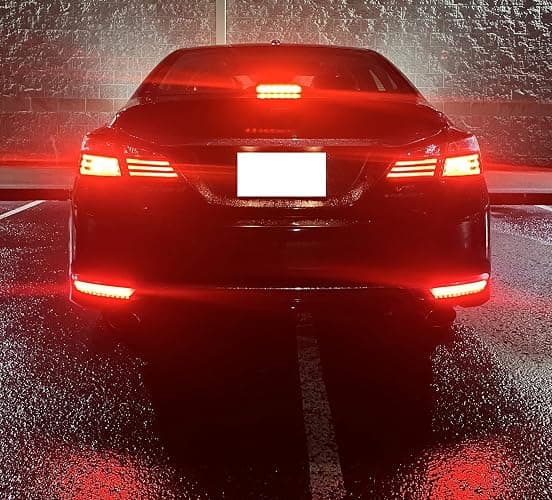 iJDMTOY OE-Spec Red Lens Full LED Lower Bumper Reflector Lights Compatible With 2016-2017 Honda Accord Sedan, Function as Tail, Brake, Rear Fog Lamps & Sequential Blink Turn Signal thumbnail 6
