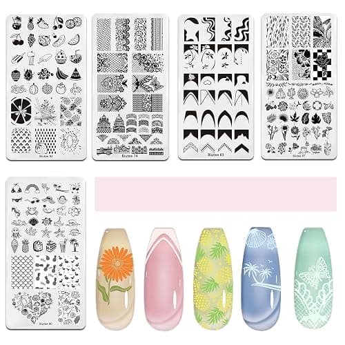Biutee Nail Art Stamping Plates Set 10PCS French Line Stamp Templates, Nail Stamping Kit with Silicone Nail Stamper for DIY Print Manicure Salon Design Gift In Home thumbnail 6