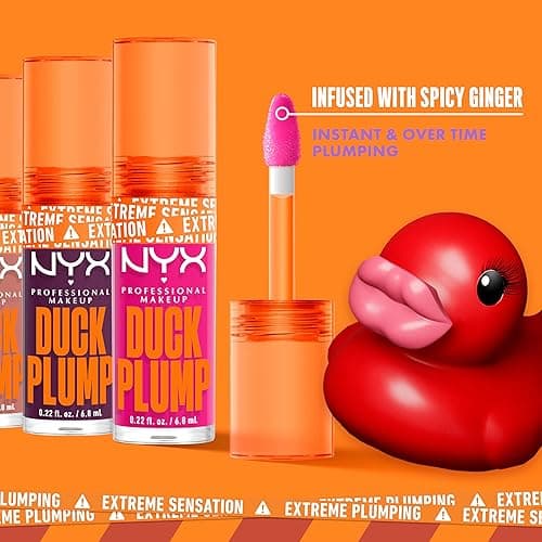 NYX PROFESSIONAL MAKEUP Duck Plump High Pigment Lip Gloss, Lip Plumper Gloss with Spicy Ginger - Clearly Spicy - 01 Clearly Spicy - 0.23 Fl Oz (Pack of 1) thumbnail 5