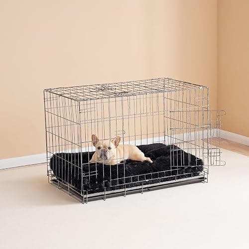 EHEYCIGA Calming Dog Crate Bed XL Extra Large, Washable Anti Anxiety Dog Pet Bed, Fluffy Dog Pillow Mat with Anti-Slip Bottom, Black, 41.3"x27.5"x3.5" thumbnail 8