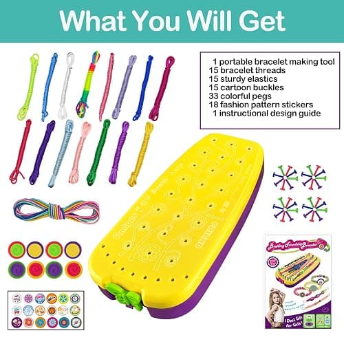 Friendship Bracelet Making Kit Toys, Ages 7 8 9 10 11 12 Year Old Girls Gifts Ideas, Birthday Present for Teen Girl, Arts and Crafts String Maker Tool, Bracelet DIY, Kids Travel Activity Set thumbnail 2