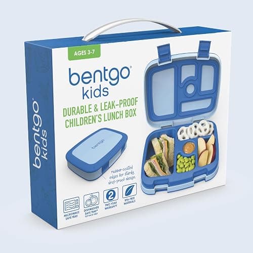 Bentgo Kids Bento-Style 5-Compartment Leak-Proof Lunch Box - Ideal Portion Sizes for Ages 3 to 7 - Durable, Drop-Proof, Dishwasher Safe, PFAS & BPA-Free & Made with Food-Safe Materials (Blue) thumbnail 8