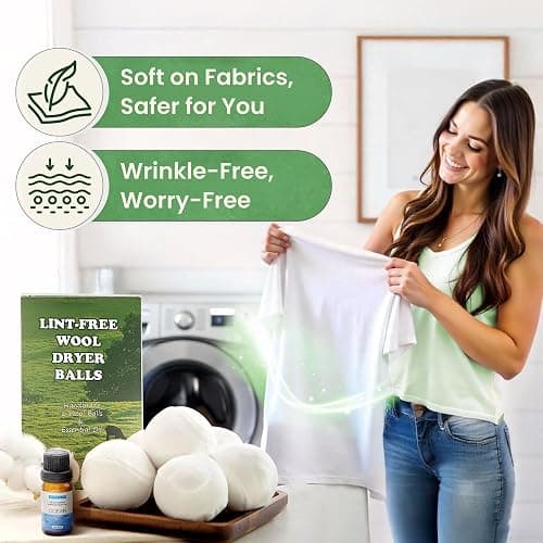 VIVASPHERE Wool Dryer Balls - Lint-Free - 6XL Pack - 1000+ Loads - Premium Natural Fabric Softener - Reduces Drying Time & Static - Includes Essential Oil - with Storage Bag thumbnail 2