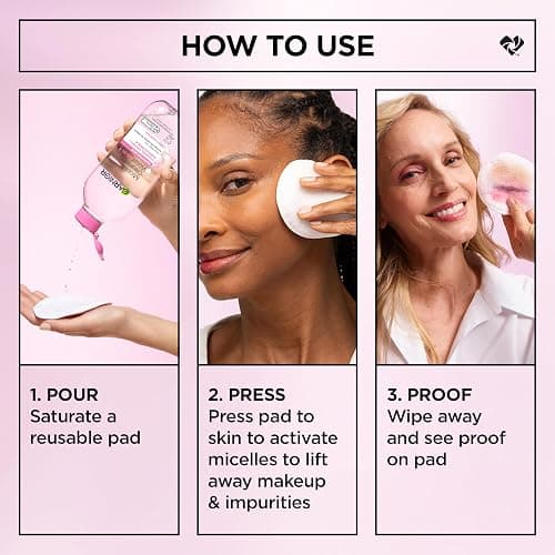 Garnier Micellar Cleansing Water, All-in-1 Makeup Remover and Facial Cleanser, For All Skin Types, 3.4 Fl Oz (100mL), 1 Count (Packaging May Vary) thumbnail 7