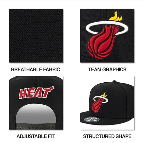 Ultra Game Men NBA Official Twill Snap Back Ultimate Black Baseball Cap Hat thumbnail 4