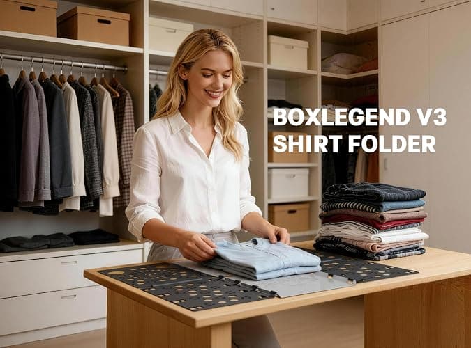 BoxLegend Version 3 Shirt Folding Board T Shirt Clothes Folder Durable Plastic Laundry Folders Folding Boards Helper Tool for Adults and Children (Black&White) thumbnail 3