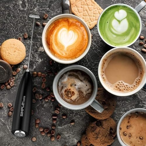 SIMPLETASTE Milchaufschäumer Elektrisch, Handheld Schaumbereiter mit 2 Batterie und Stab, Milk Frother für Cappuccino, Kugelsicherer Kaffee, Latte thumbnail 2