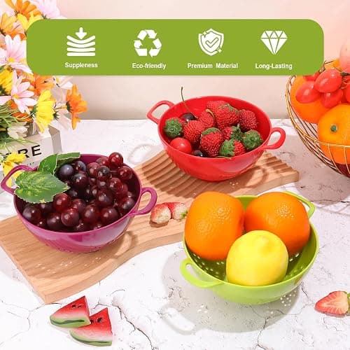 4 Pack Small Colander for Kitchen Mini Plastic Strainer Dish Safe for Veggies Berry Fruits Food 7.87 x 7.87 x2.83 Inch Dishwasher Safe thumbnail 4