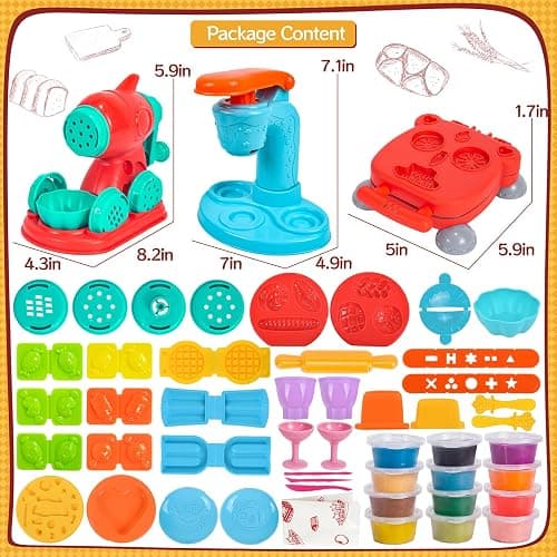 ZYYBQW 3 in 1 Color Dough Sets for Kids Ages 3-4-8, Dough Tools Accessories Kit, Ice Cream Playset Noodle Hamburger Maker, Pretend Play Kitchen Creations Food Toys Arts Crafts for Toddlers Girls Boys thumbnail 6