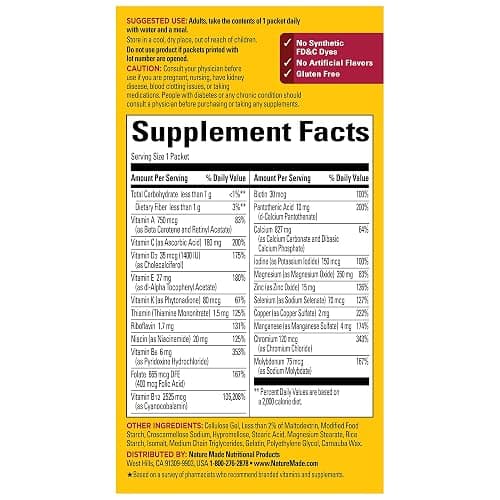 Nature Made GLP-1 Companion Health Pack, Multivitamin for Women and Men, Magnesium, Calcium, Vitamin D & B12, Nutritional Support for Weight Loss Diets, 30 Packets thumbnail 4