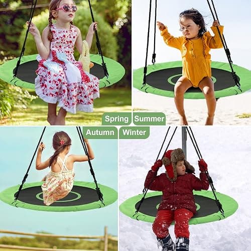 Tree Swings for Kids Outdoor, 40 Inch Diameter 600lb Weight & Adjustable Hanging Ropes Tree Swings, Great for Playground Swing, Backyard and Playroom(Green) thumbnail 6