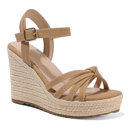 mikarka Sandals for Women 2026: Comfortable Wedge Platform Sandals Women - Braided Espadrilles for Women Ankle Strap Open Toe Wedges Heels Beach Sandals Summer Shoes - Image 1