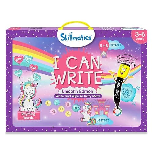 Skillmatics I Can Write Unicorns - Reusable Preschool Learning Activities, Educational Toy and Game, Back to School Supplies, Gifts for Students, Kids, Toddlers Ages 3, 4, 5, 6 - Image 1