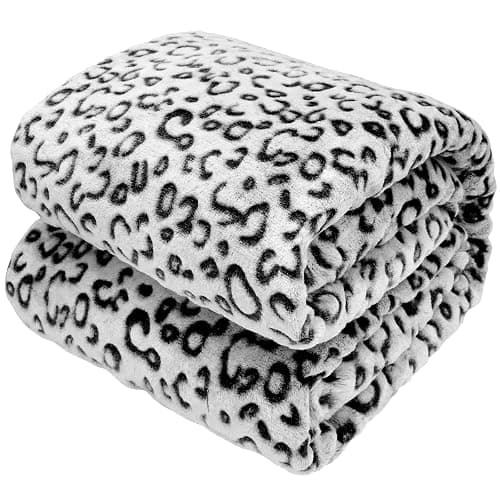 Black Leopard Throw Blanket, Soft Warm Cheetah Print Blanket for Boys Girls, Fuzzy Plush Home Room Decor for Car Seat Stroller Travel 40"x50" - Image 1