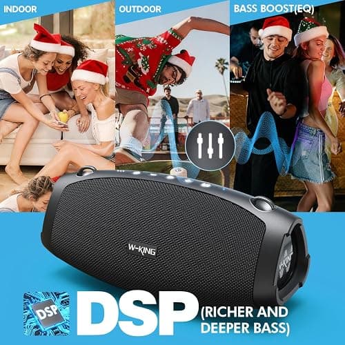 W-KING Bluetooth Speaker Loud, 120W Max Portable Speakers Bluetooth Wireless, IPX6 Waterproof Party Large Speaker Outdoor Boombox Subwoofer*2, 70W Triple Passive Radiator-42H Deep Bass, TF, AUX, EQ thumbnail 3
