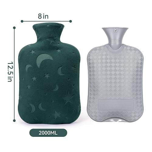 DICEVER Hot Water Bottle with Soft Cover, 2L Hot Water Bag for Menstrual Cramps, Neck and Shoulder Pain Relief, Hot and Cold Therapies, Hand Feet Warmer, Green thumbnail 3