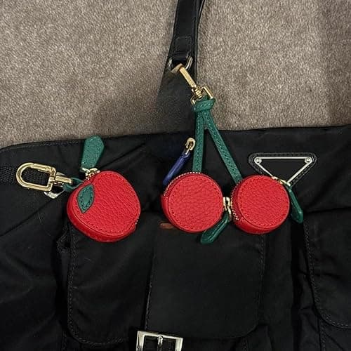 RICHTRUE Cute Strawberry Leather Bag Charm Y2k Keychain with Zipper Preppy Purse Charm Cutecore Accessories Aesthetic Stuff thumbnail 4