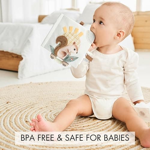 Soft Baby Book with Touch and Feel Pages - Cute Sensory Book for Babies 0-6, 6-12 & 12-18 Months with Mirror & Crinkle Paper - The Perfect Busy Book Toy for Baby Showers Or as a Newborn / Infant Gift thumbnail 6
