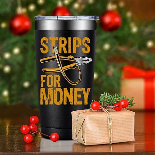 SpenMeta Electrician Gifts for Men - Christmas Gifts for Electricians, Cowoker, Dad, Husband, Boyfriend - 20oz Strips For Money Tumbler Cup thumbnail 7