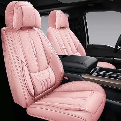 NS YOLO Universal Fit Premium Pink Leather 5-Seats Car Seat Covers | Waterproof full-set seat protector for Cars,SUVs,Trucks,airbag-safe,wipe-clean,10-min install,all-season car seat cushion. - Image 1
