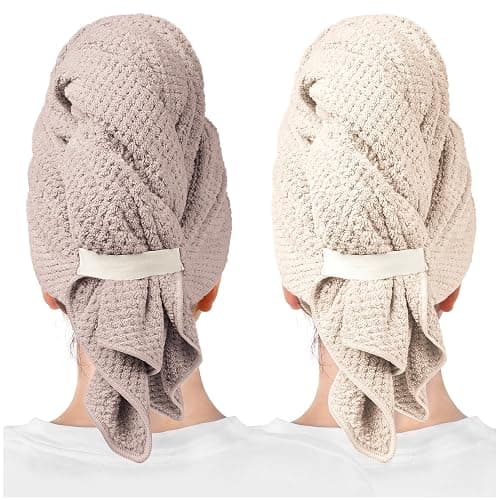 ROLSHOL 2 Packs Large Microfiber Hair Towels for Women, Super Absorbent & Quick Dry Hair Towel Wrap for Curly Hair Long & Short Hair- Anti-Frizz Hair Turbans for Wet Hair (Mauve & Clay) - Image 1
