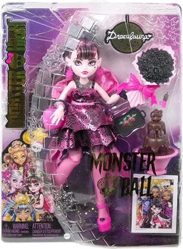 Monster High Monster Ball Doll, Draculaura in Party Dress with Themed Accessories Including Chocolate Fountain thumbnail 6