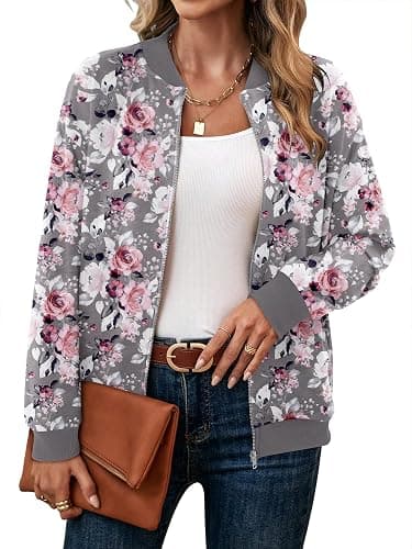 CRAZY GRID Women's Zip Up Jacket Casual Long Sleeve Sweatshirts Fall Coat Outerwear Windbreaker with Pockets S-XXL thumbnail 2