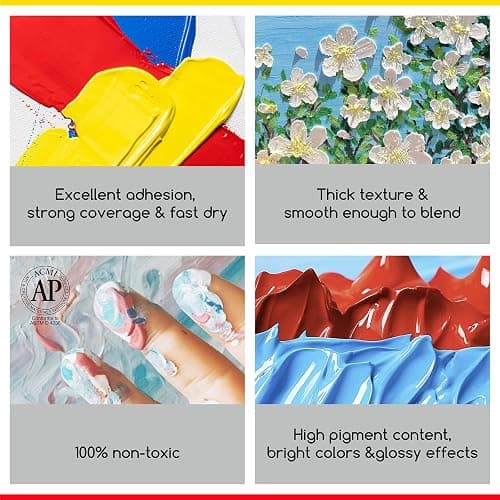 MEEDEN Acrylic Paint Set: 1L/33.8oz x 12 Colors Large Bulk Acrylic Paints - Heavy Body Gloss Art Paints for Canvas Crafts Pumpkins Painting thumbnail 4