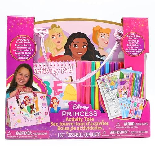 Disney Princess Activity Tote – Ultimate Princess Adventure Bag with Coloring Books, Stickers, Crayons & Games – Travel-Friendly Art Set for Girls Ages 3+ – Great Gift for Creative Play - Image 1