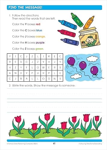 School Zone Reading Activities 1-2 Workbook: 64 Pages, 1st Grade, 2nd Grade, Comprehension, Comparing, Contrasting, Evaluating, Ages 6 to 8 (I Know It! Book Series) thumbnail 6