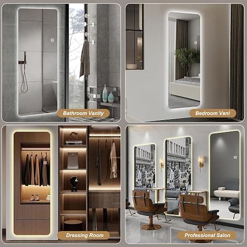 BOUATYHC 65" x 21" Full Body Mirror Wall-Mounted Full-Length Mirror with 3 Color Lighting Decorative Rectangular Vanity Mirror for Bedroom Bathroom Living Room Entryway thumbnail 3