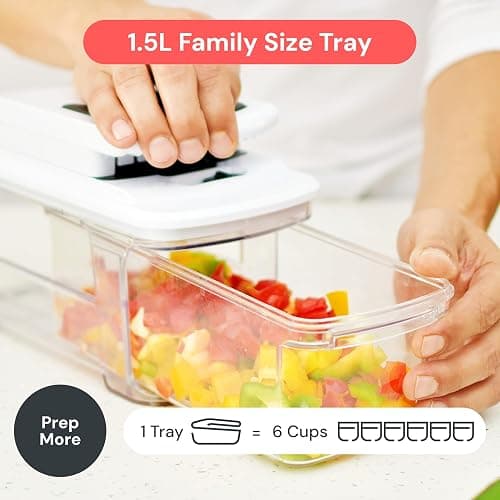 Fullstar Mandoline Slicer for Kitchen - Vegetable Chopper, Onion Potato Food Veggie Fruit Slicer and Cutter with Container, Kitchen Gadgets & Gifts, Home Essentials (6 in 1, Black) thumbnail 8
