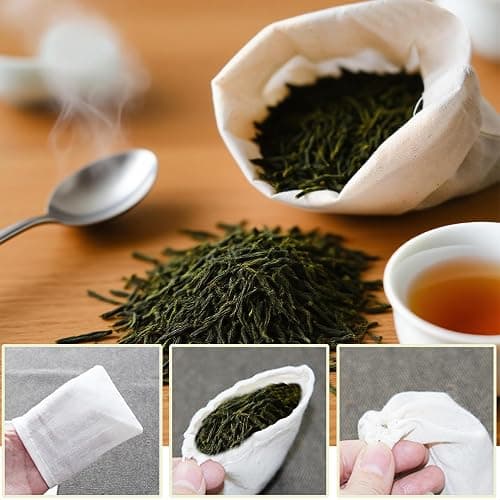10 Pcs Spice Bags, Reusable Empty Tea Bags, Muslin Strainer Bags, Soup Bags for Cooking Natural Cotton Fine Mesh Cheesecloth Bags for Cold Brew Coffee(4 x3.2Inch) thumbnail 4