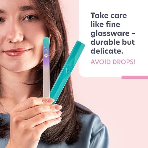 Bona Fide Beauty Czech Glass Nail File with Case in Pastel Green Violet | Crystal File for Natural Nails with Protective Case, Nail Care Tool Gifts for Women, Fine Grit Gentle Nail Care thumbnail 9