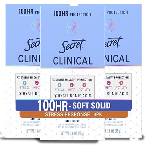 Secret Clinical Strength Antiperspirant Deodorant for Women, Stress Response, 3X Stress & 72hr Sweat & Odor Protection, PH Balancing Minerals, Soft Solid, 1.6 oz (Pack of 3) - Image 1