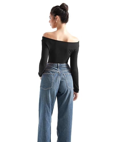 SUUKSESS Women Long Sleeve Off Shoulder Tops Trendy Cowl Neck Going Out Shirt for Fall thumbnail 6